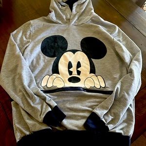 Mickey Mouse hoodie sweater thin womens gray. Size large. Vintage
